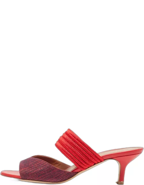 Malone Souliers Two Tone Canvas and Woven Fabric Milena Slide Sandal
