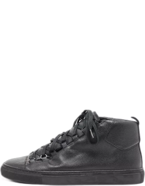 Balenciaga Black Leather Arena High Top Sneaker