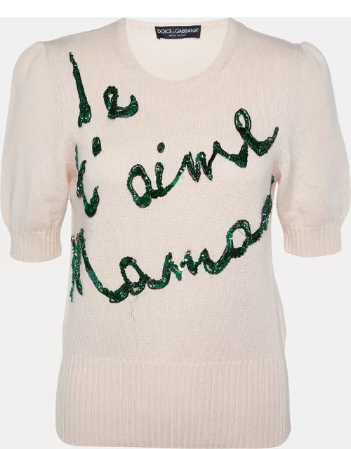 Dolce & Gabbana Light Pink Je T'aime Mama Cashmere Sweater