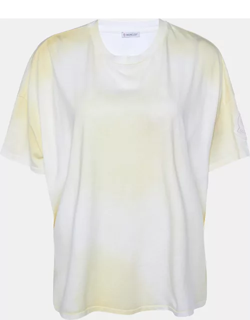 Moncler Yellow Tie Dye Cotton Cropped T-Shirt
