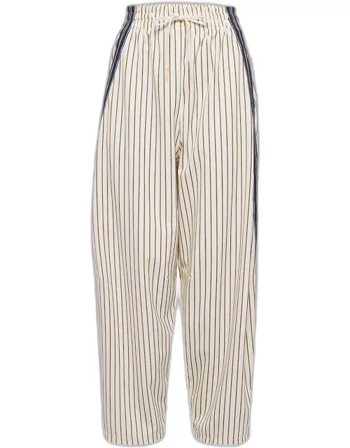 See by Chloé Cream Pinstripe Crepe Wide- Leg Trousers