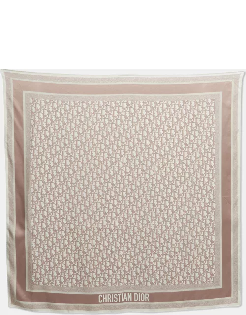 Dior Pink/Grey Oblique Diortwin Silk Square Scarf
