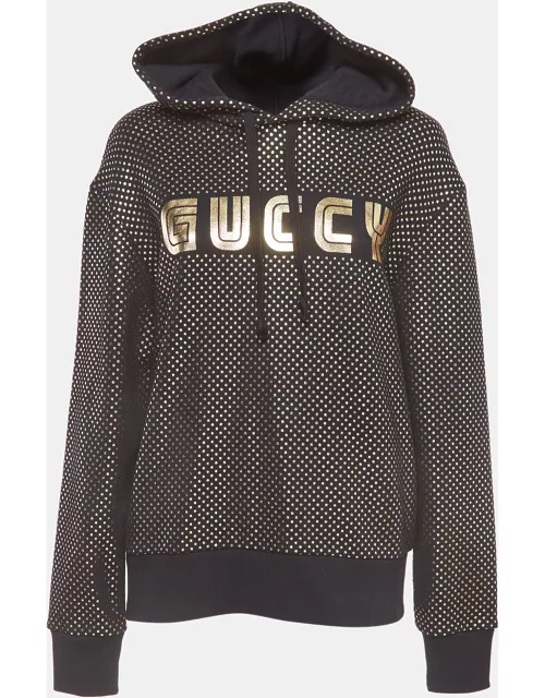 Gucci Black Black/Gold Star Printed Cotton Hoodie