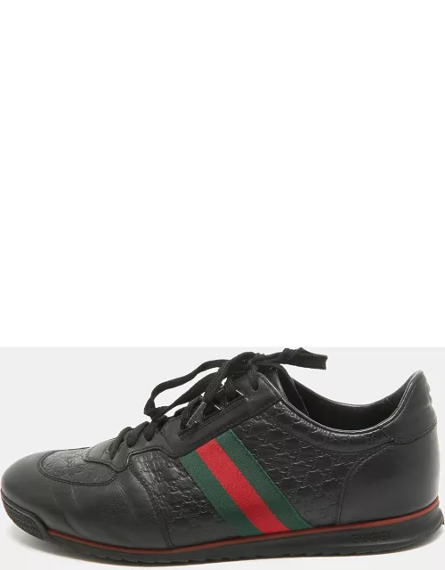 Gucci Black Guccissima Leather Web Ace Sneaker