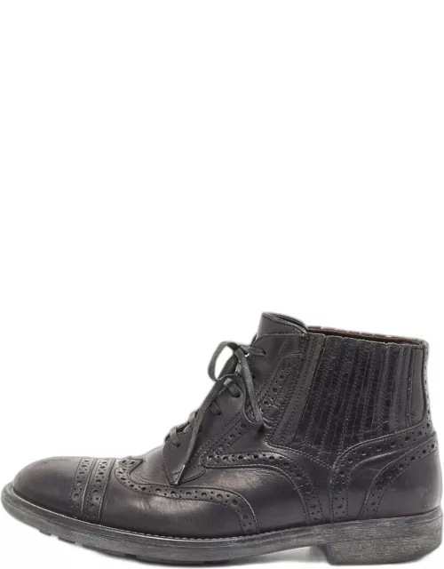 Dolce & Gabbana Black Leather Lace Up Combat Boot