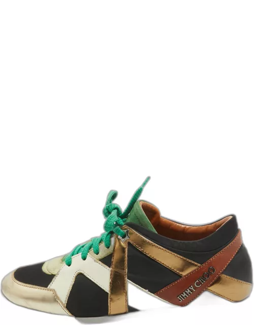 Jimmy Choo Multicolor Suede And Leather Low Top Sneaker