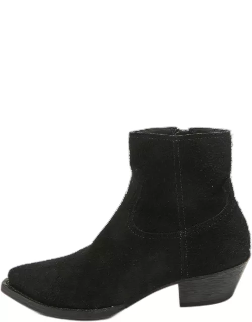 Saint Laurent Black Leather Pointed Toe Boot