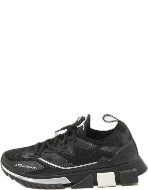 Dolce & Gabbana Black Mesh and Rubber Sorrento Lace Up Sneaker