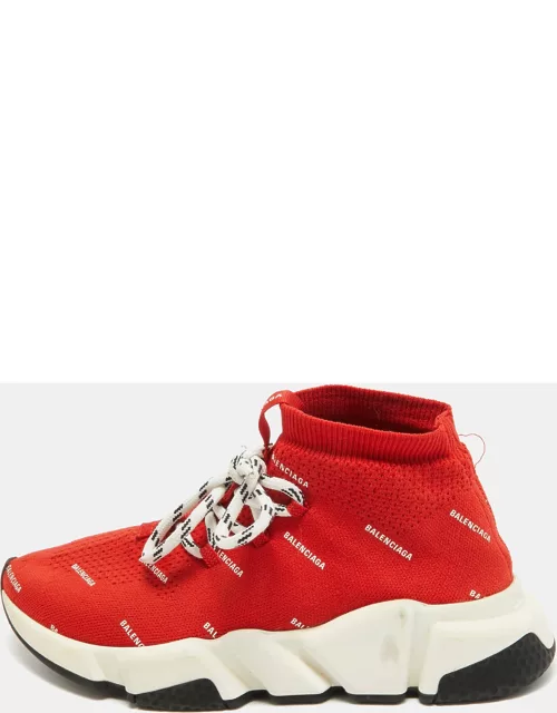 Balenciaga Red Knit Fabric Speed High Top Sneaker