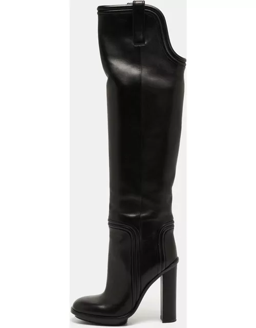 Gucci Black Leather Trish Knee Length Boot
