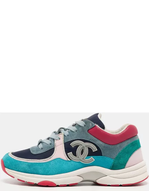 Chanel Multicolor Suede and Leather CC Low Top Sneaker
