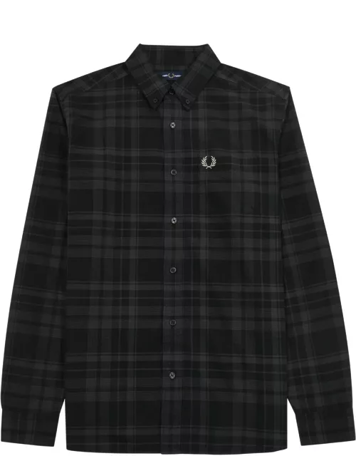 Fred Perry Checked Logo-embroidered Cotton Shirt - Black
