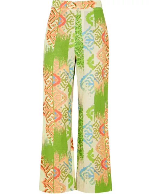 Never Fully Dressed Marra Printed Cotton-blend Trousers - Green - 10 (UK10 / S)