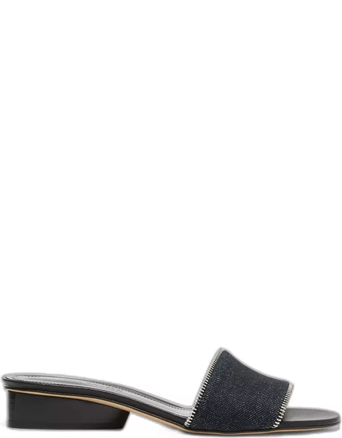 Arc Leather Zip Slide Sandal