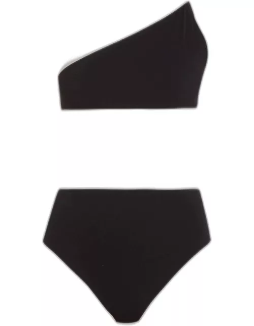 Crepe Two-Piece Bikini Set with Contrast Piping