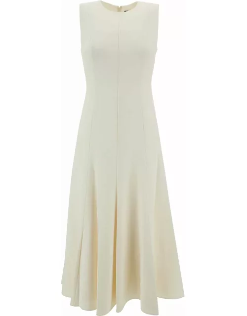 Theory Midi White Sleeveless Dress With Pleated Skirt In Triacetate Blend Woman
