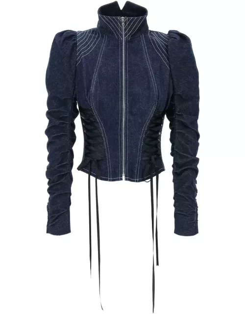 DILARA FINDIKOGLU Denim jacket with corset detailing