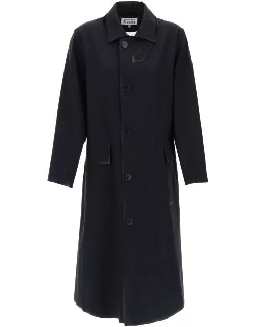 MAISON MARGIELA Cotton coat with laminated trim detail