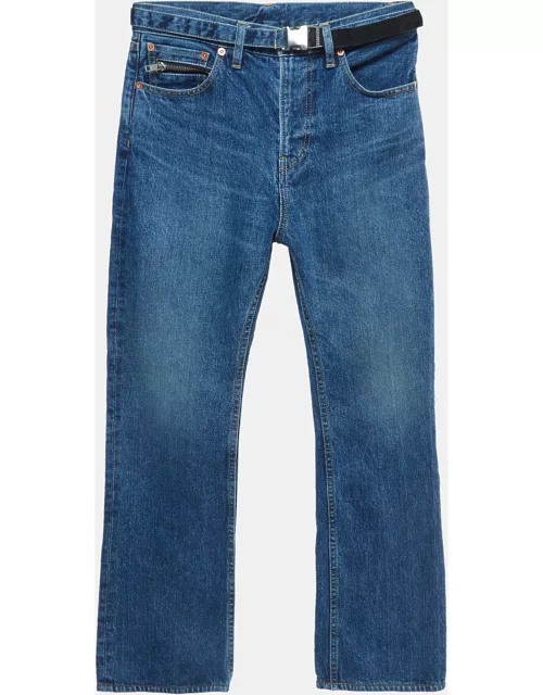 Sacai Blue Denim Belted Straight Leg Jeans S Waist 31''
