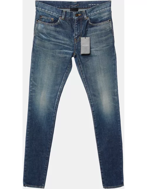 Saint Laurent Blue Washed Denim Skinny Fit Jeans S/Waist 31"