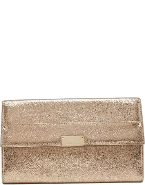 Jimmy Choo Gold Leather Large Reese Clutch