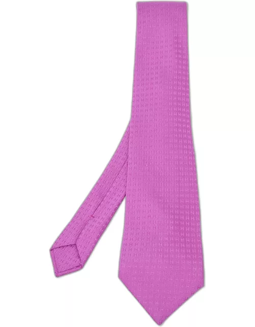 Hermes Purple H Patterned Silk Traditional Tie