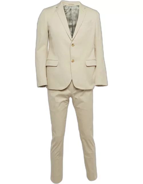 Gucci Beige Textured Cotton Single Breasted Suit