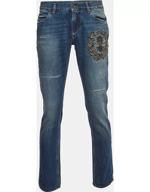 Dolce & Gabbana Blue Embroidered Denim Classic Jeans L Waist 36''