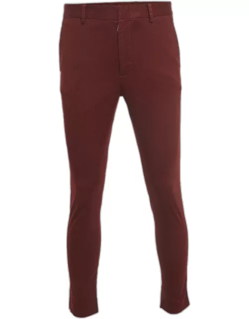 Gucci Burgundy Cotton Slim Fit Trousers