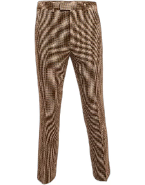 Gucci Brown Shepherd Check Wool Tapered Trousers