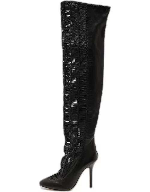 Jimmy Choo Black Leather Knee Length Boot
