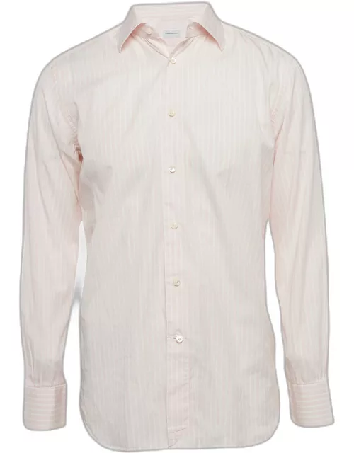 Ermenegildo Zegna Pink Pinstripe Cotton Long Sleeve Shirt