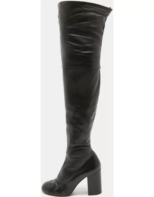 Chanel Black Leather Knee Length Boot