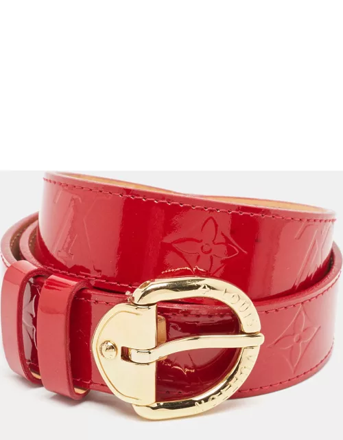 Louis Vuitton Red Monogram Vernis Ceinture Buckle Belt 80C