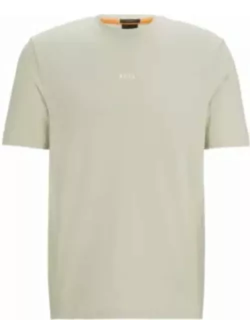 Relaxed-fit T-shirt in stretch cotton with logo print- Light Beige Men's T-Shirt