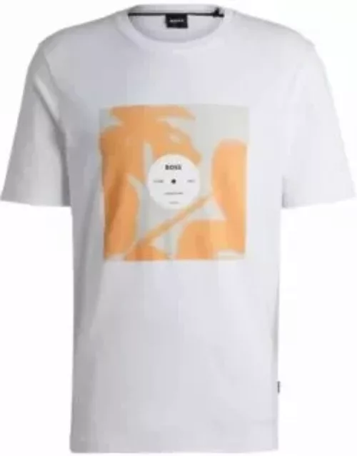 Cotton-jersey regular-fit T-shirt with seasonal artwork- White Men's T-Shirt