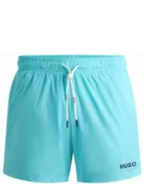 Ultra-light, quick-dry swim shorts with logo print- Turquoise Men's Swim Short