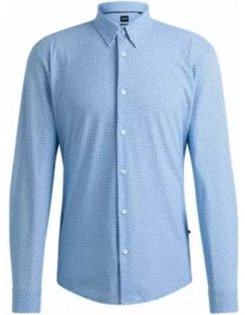 Slim-fit shirt in printed performance-stretch jersey- Light Blue Men's Online Exclusive