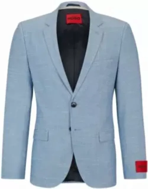 Extra-slim-fit jacket in linen-look cloth- Light Blue Men's Sport Coat