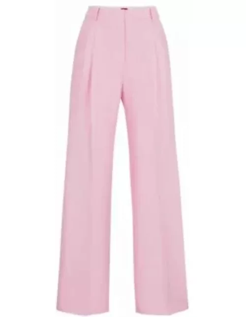 Relaxed-fit trousers with double front pleats- Pink Women's Formal Pant