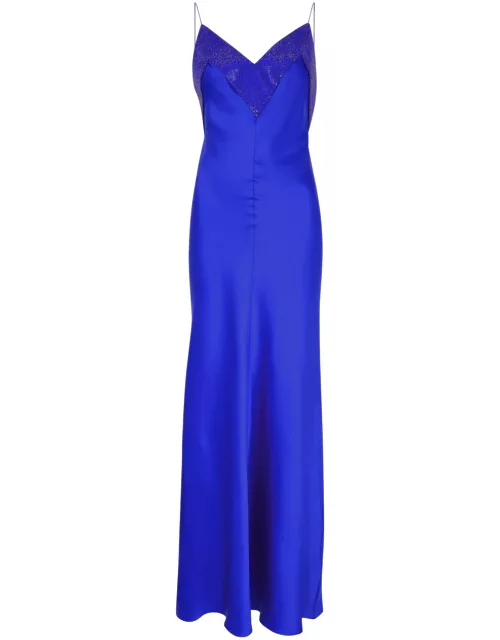 Nue Studio Vivienne Crystal-embellished Satin Maxi Dress - Blue - L (UK14 / L)