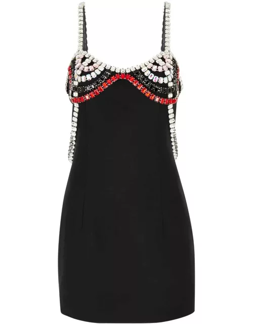 Nue Studio Crystal-embellished Wool-blend Mini Dress - Black - 42 (UK10 / S)