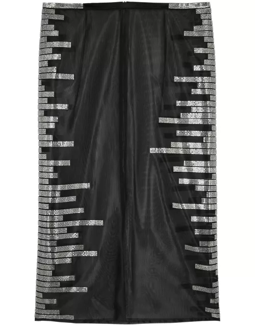 Nue Studio Pixel Crystal-embellished Mesh Midi Skirt - Black - L (UK14 / L)