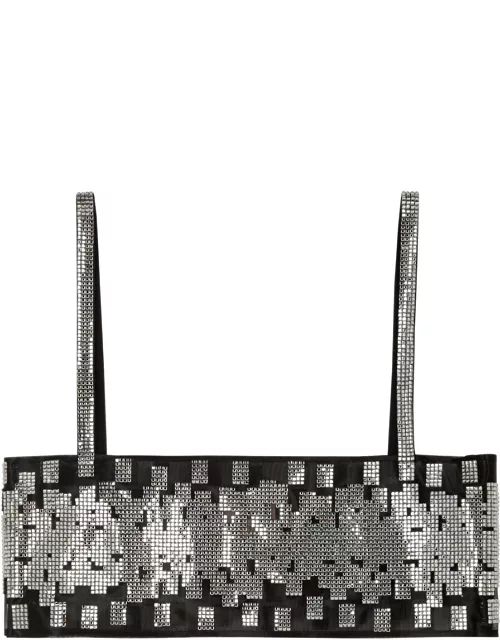 Nue Studio Pixel Crystal-embellished Mesh bra top - Black - M (UK12 / M)