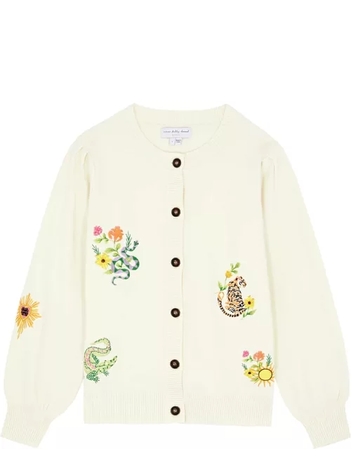 Never Fully Dressed Embroidered Knitted Cardigan - Cream - M (UK12 / M)