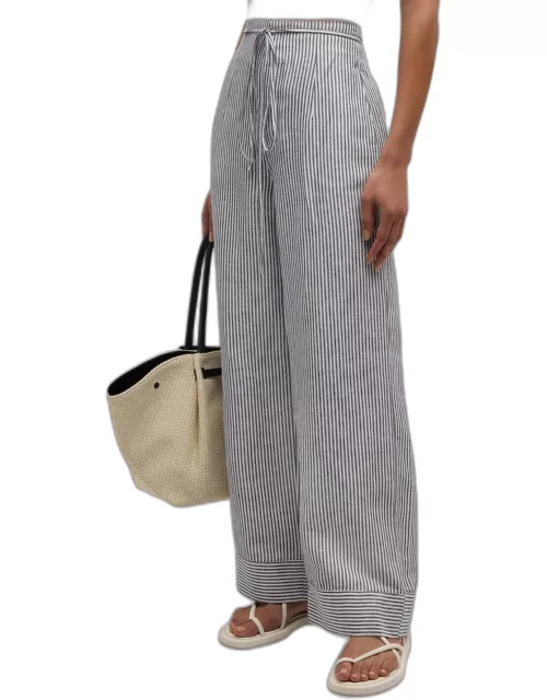 Air Linen Striped Paperbag Trouser
