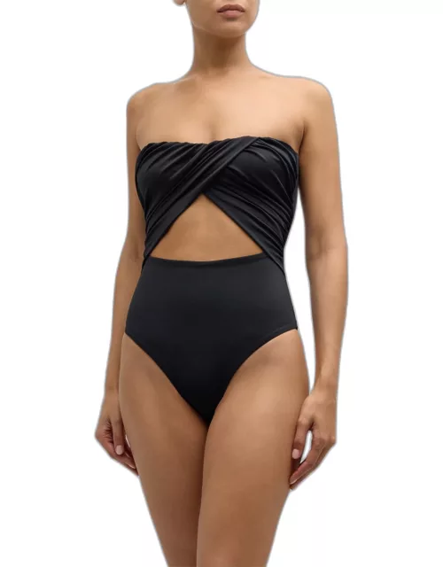 Audrey Strapless Crossover Cutout One-Piece Swimsuit