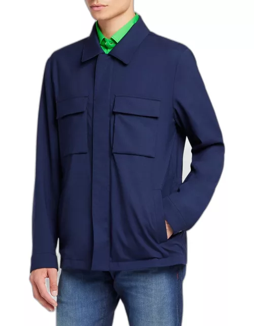 Men's Technical Wool Concealed-Zip Shirt Jacket