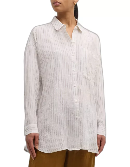 Crinkled Striped Organic Linen Shirt