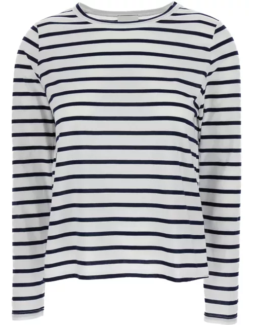 Allude White Striped Long Sleeve T-shirt In Cotton Woman